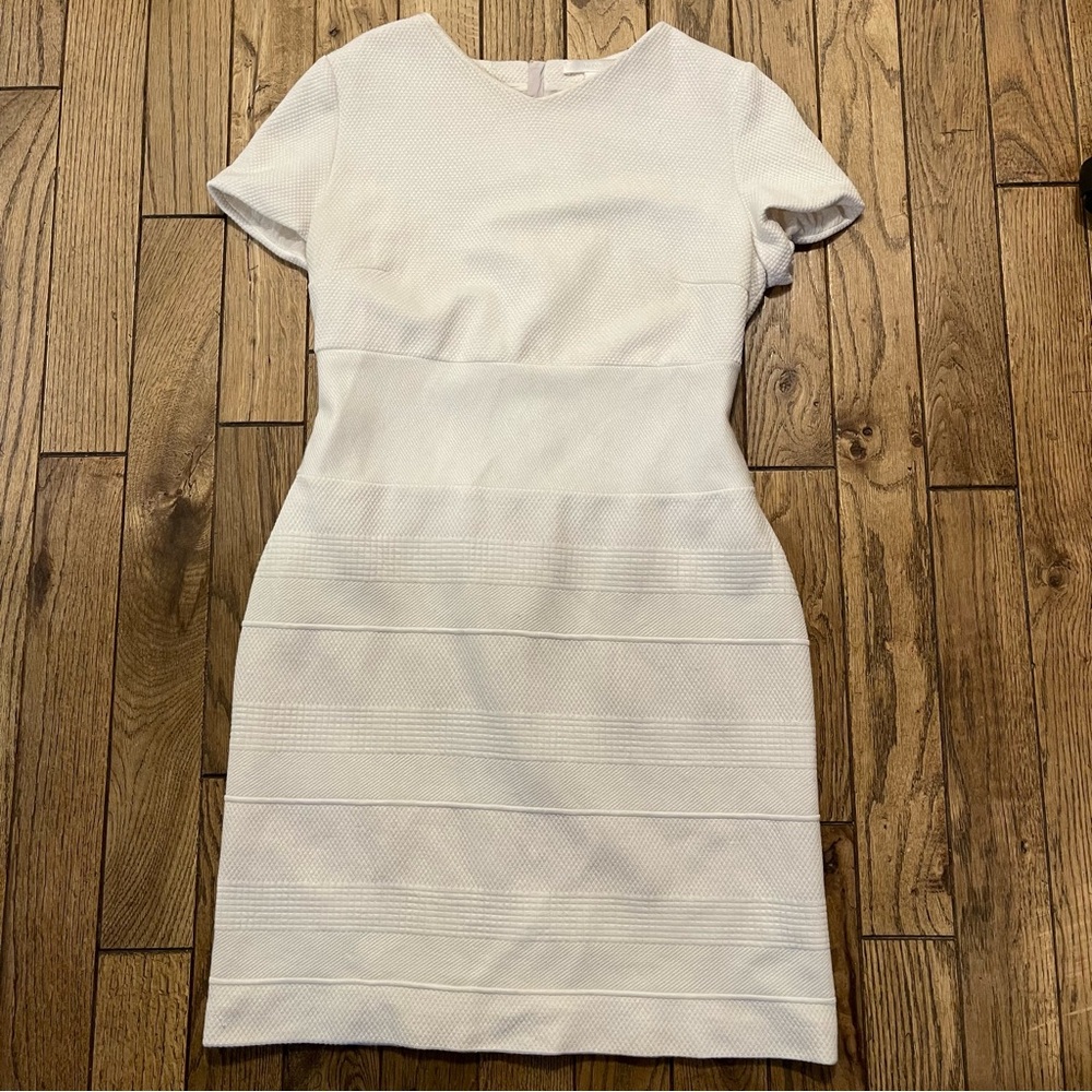 BOSS Hugo Boss White Textured Bandage Dress Short Sleeve Size US 10 - Picture 4 of 9